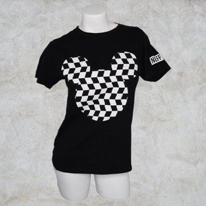Neff x Disney Collection Black Tee with Checkered Black & White Mickey Head